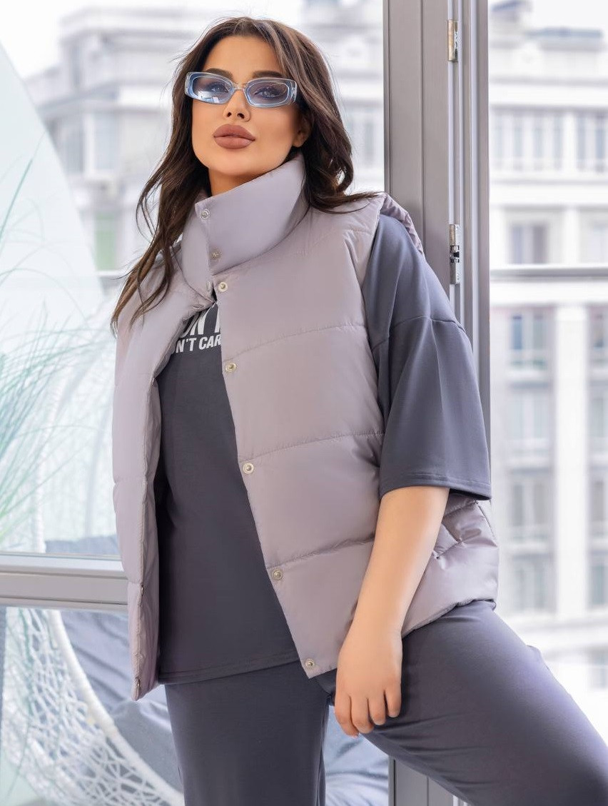 Жіноча жилетка з високим коміром, фото 1