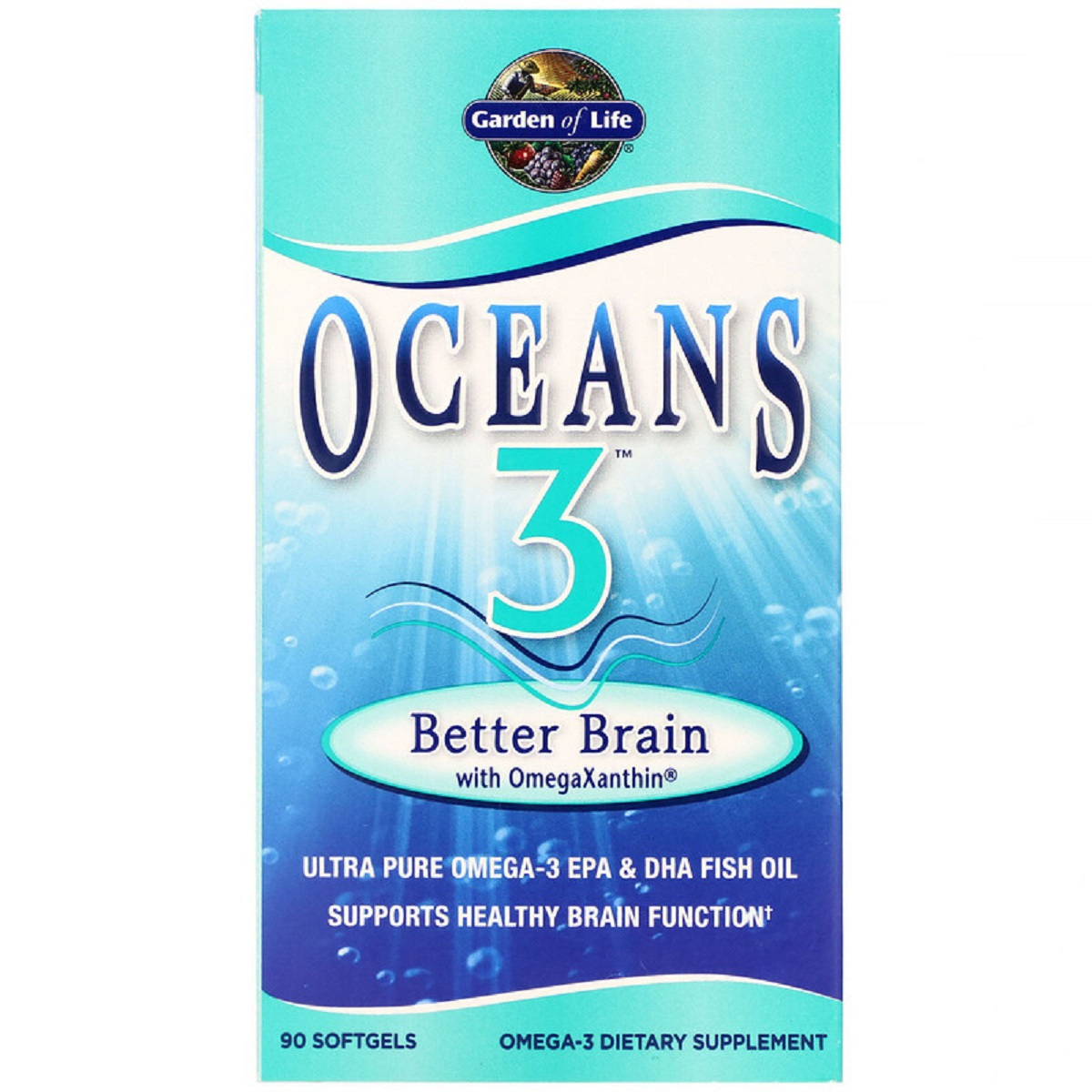 Комплекс Для Підтримки Мозку З Омега-Ксантином, Oceans 3, Better Brain with OmegaXanthin, Garden of Life, 90 м'яких желатинових