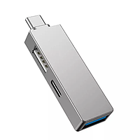 Перехідник WIWU T02 Pro 3в1 Type-C to USB3.0+USB2.0+USB-C зовнішній адаптер USB хаб концентратор для ноутбука