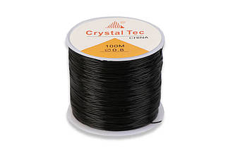 Силіконова нитка (еластична гумка) 0.8 мм, 100 м, чорна