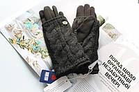Женские кашемировые перчатки с вязкой черные ВТН