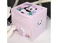 Маленька дитяча дерев'яна скринька "Панда" з шухлядкою і дзеркальцем, різні види Рожевий