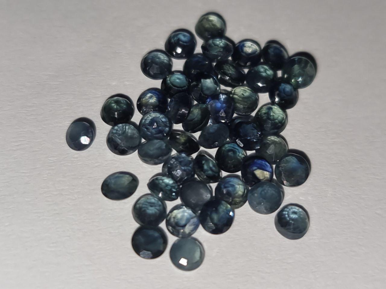 7.00 кт. Природний синій сапфір круг 2.9-3 мм. 39 штук., фото 1