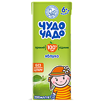 Сік Чудо-чадо прямого віджиму Яблучний неосвітлений стерилізований без цукру, 200 мл