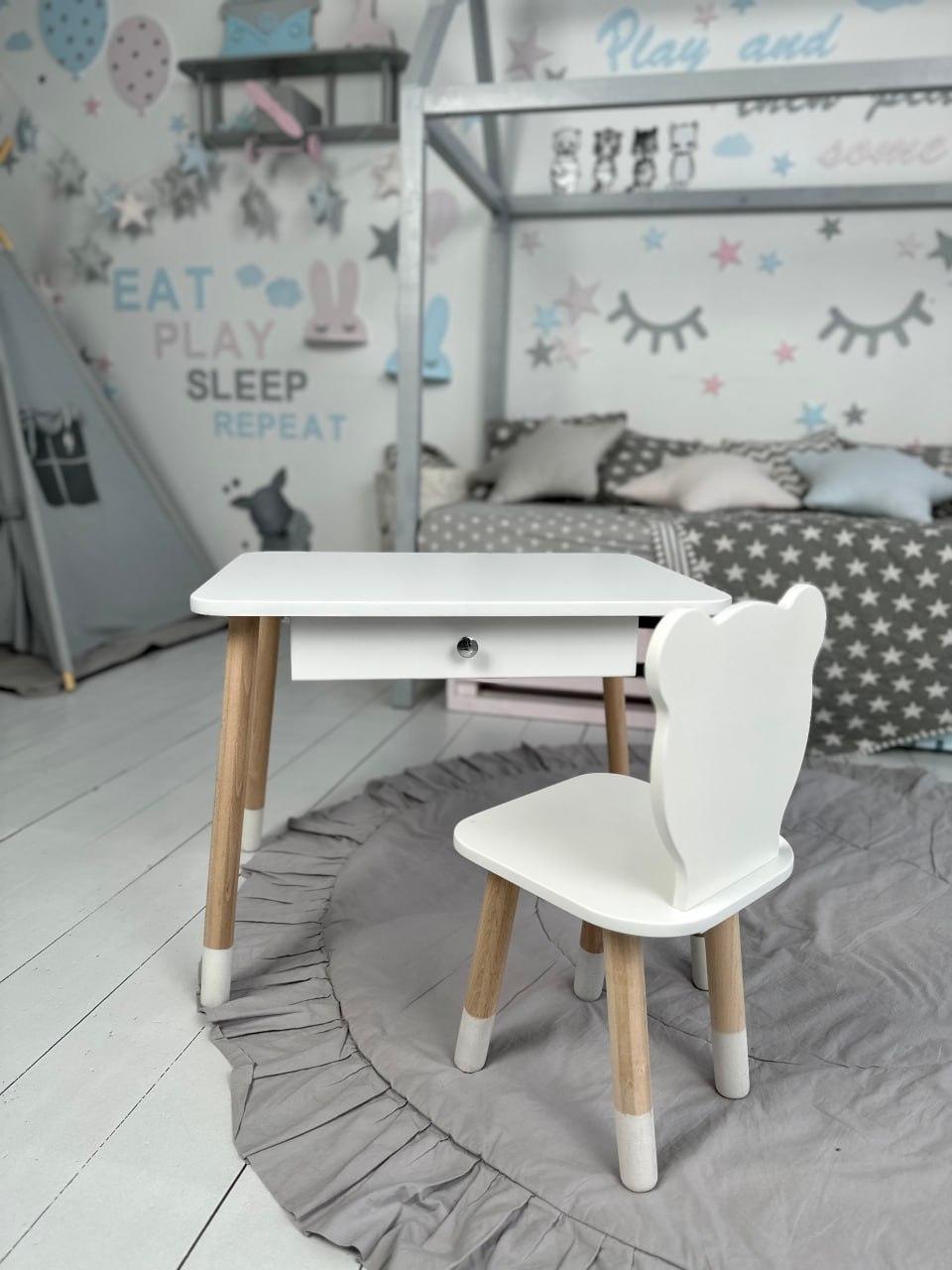 Столик із шухлядою та стільчиком/ Столик для дитини/Комір дитячий столик і стільчик для малювання