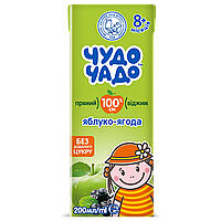 Сік Чудо-чадо прямого віджиму Яблуко-ягода неосвітлений стерилізований без цукру, 200 мл