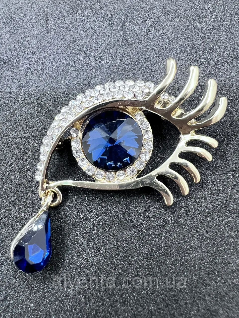 Брошка медична Синій око (золото)