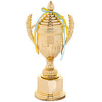 Кубок спортивный с ручками и крышкой Zelart AMBITION C-899-2B высота 34,5см золотой