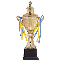Кубок спортивный с ручками и крышкой Zelart FAIRY G108C высота 41см золотой