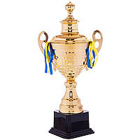 Кубок спортивный с ручками и крышкой Zelart GRAND C-1506B высота 50см золотой