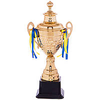 Кубок спортивный с ручками и крышкой Zelart GRAND C-1506C высота 42см золотой