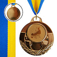 Медаль спортивная с лентой Zelart AIM Роликовые коньки C-4846-0087 цвет золотой