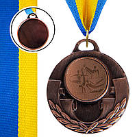 Медаль спортивная с лентой Zelart AIM Спортивная гимнастика C-4846-0075 цвет бронзовый