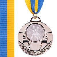 Медаль спортивная с лентой Zelart AIM Танцы C-4846-0052 цвет серебряный