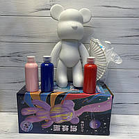 Флюїдний ведмедик Punk Fluid Bear Bearbrick з фарбами, набір для творчості зроби сам DIY 23 см