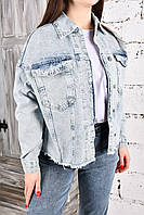 Стильная джинсовая куртка женская Овер сайс Джинсовый пиджак голубого цвета Турция