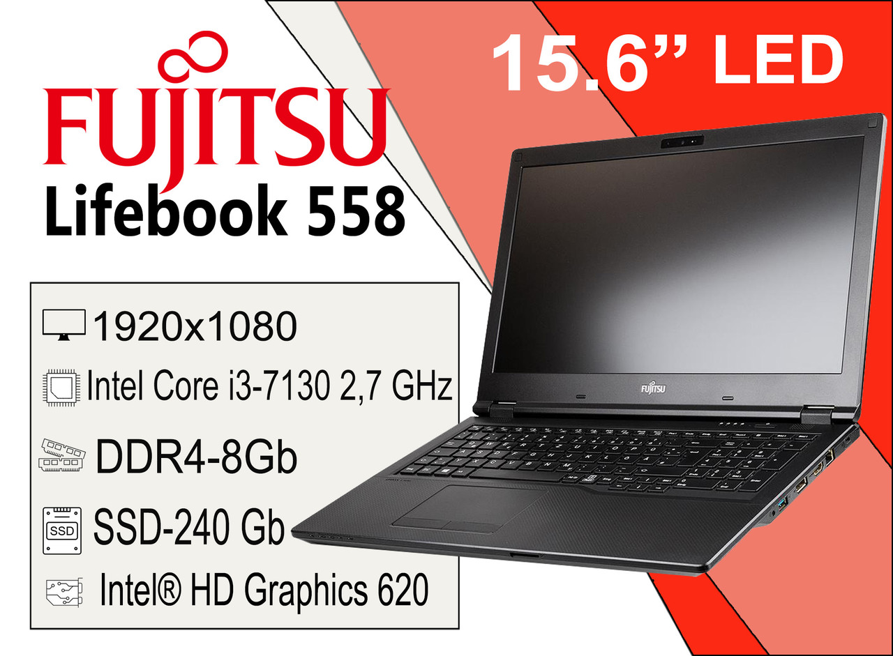 Ноутбук Fujitsu LIFEBOOK E558 15,6" Intel i3-7130 DDR4 8Gb SSD 240 Gb Intel HD Graphics 620 Refurbished