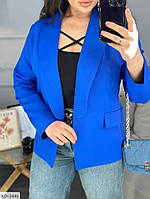Пиджак жакет женский деловой классический строгий офисный без застежки костюмная ткань большие размеры 50-60