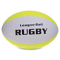 М'яч для регбі RUGBY Liga ball Zelart RG-0391 колір білий синій Білий-салатовий