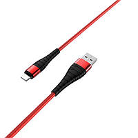 Кабель BOROFONE BX32 USB to iP, 2.4A, 1m, nylon, aluminum+TPE connectors, Red inc