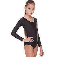 Купальник для танцев и гимнастики с длинным рукавом Zelart CO-8309-CB размер M, рост 122-134 цвет черный