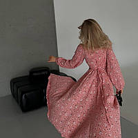Муслинова сукня міді з розрізом та шнурівкою на спині