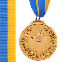 Медаль спортивная с лентой двухцветная Zelart Настольный теннис C-7028 цвет золотой