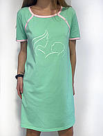 Ночная рубашка для кормящей женщины ночнушка Малена бирюзовая с коротким рукавом M