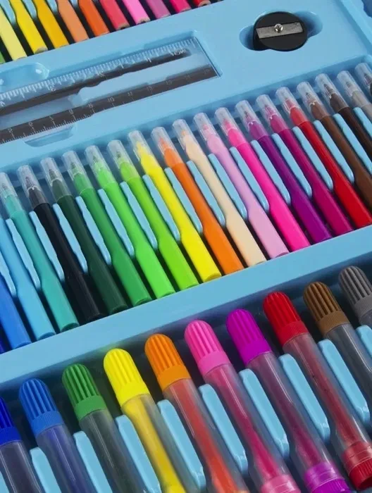 Набор для рисования с мольбертом в чемоданчике 208 предметов голубой и розовый - фото 2 - id-p2132821216