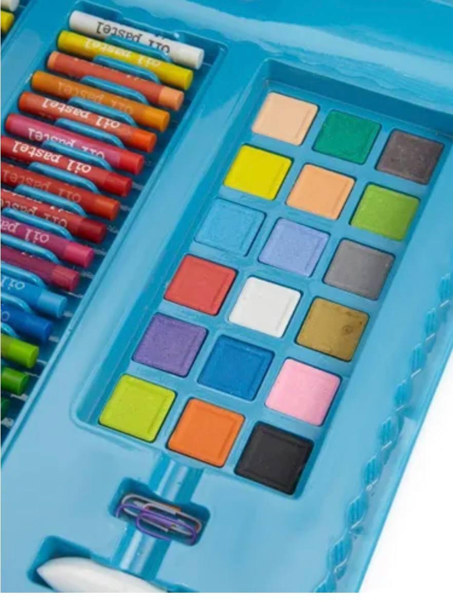 Набор для рисования с мольбертом в чемоданчике 208 предметов голубой и розовый - фото 3 - id-p2132821216