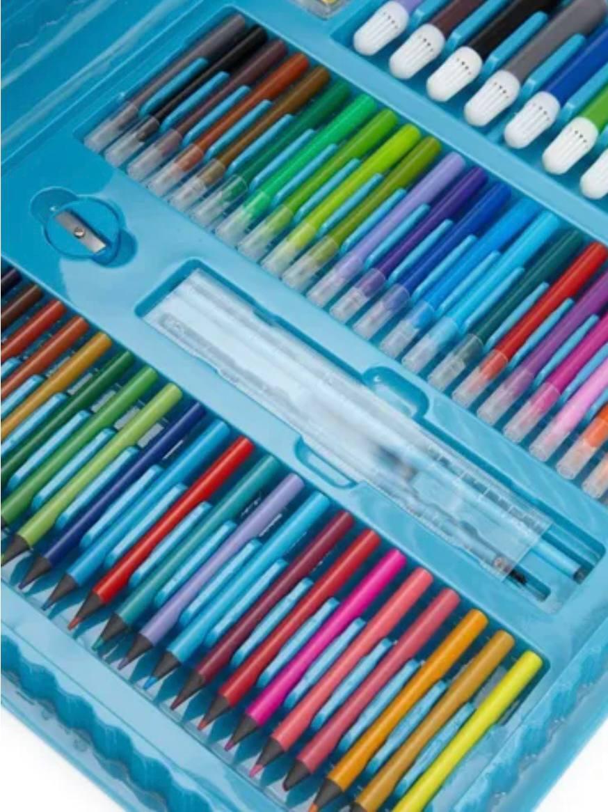 Набор для рисования с мольбертом в чемоданчике 208 предметов голубой и розовый - фото 6 - id-p2132821216