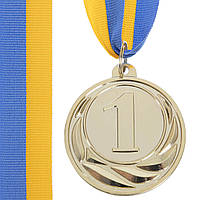 Медаль спортивная с лентой FAME Zelart C-3173 цвет золотой