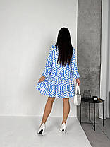 Жіноча літня стильна сукня на запах із геометричним візерунком розміри 42-52, фото 2