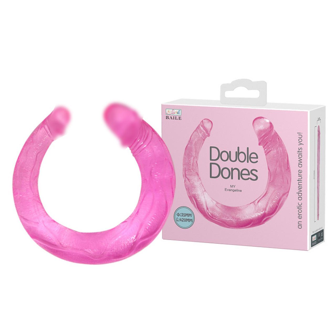 Двосторонній фалоімітатор 42 см вигнутий фалос Faloimitator Double Dones Dildo Pink