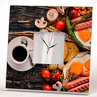 Стильний годинник для кухні, кафе, бару, ресторану "Смачний сніданок" настінний, настільний