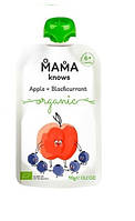 Пюре фруктово-ягідне Mama knows Органічні яблука та Чорна смородина без цукру 90 г