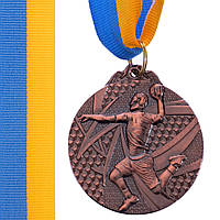 Медаль спортивная с лентой Zelart Гандбол C-7022 цвет бронзовый