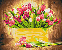 Картина по номерам 48х60 на деревянном подрамнике "Праздничные тюльпаны" BS5666L