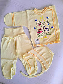 Дитячий костюм 3в1 для новонародженого 56 розмір сорочка повзунки шапочка інтерлок