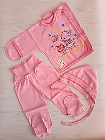 Дитячий костюм 3в1 для новонародженого 56 розмір сорочка повзунки шапочка інтерлок