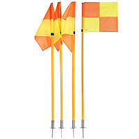 Флаги угловые для поля Zelart YT-6000 4шт 1,6м оранжевый-желтый