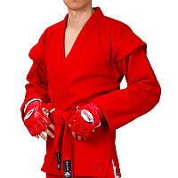 Куртка для самбо самбовка MATSA MA-5411 размер 1 (рост 140) цвет красный