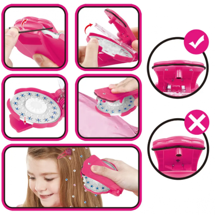 Детские стразы для волос в наборе со стайлером степлером, 5 дисков, 75 шт стразиков - фото 7 - id-p2132821300