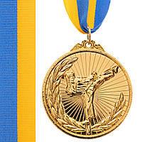 Медаль спортивная с лентой Zelart Карате C-7016 цвет золотой