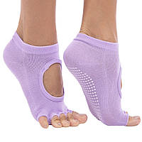 Носки для йоги с открытыми пальцами Zelart FL-6872 цвет фиолетовый