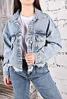 Стильная укороченная джинсовая куртка Джинсовый укороченный пиджак Турция