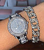 Кварцовий годинник, імітація діамантів, металевий браслет. Жіночі годинники. Стильний наручний годинник. Срібний, фото 4