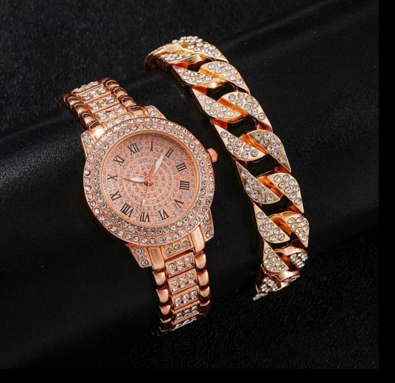 Кварцовий годинник, імітація діамантів, металевий браслет. Жіночі годинники. Стильні наручні годинники. Рожеве золото