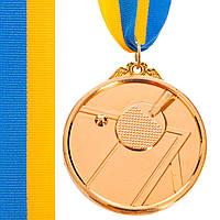 Медаль спортивная с лентой Zelart Настольный теннис C-H8566 цвет золотой