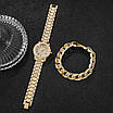 Кварцовий годинник, імітація діамантів, металевий браслет. Жіночі годинники. Стильні наручні годинники. Золотий, фото 6
